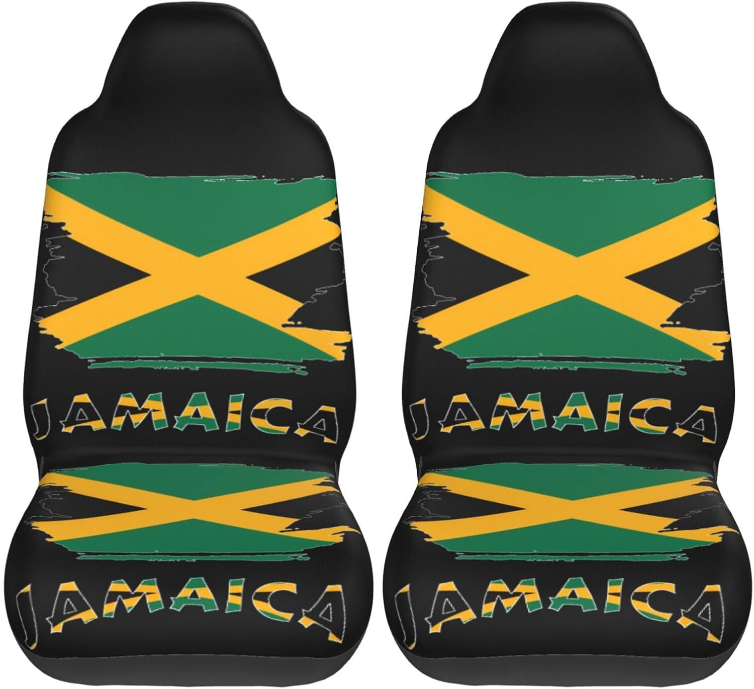 Vintage Jamaica Jamaican Flag Car Seat Covers Front Bucket Seats Protector Cover 2 Pieces Universal Car Accessories for Women Men Fit for SUV Sedan Truck