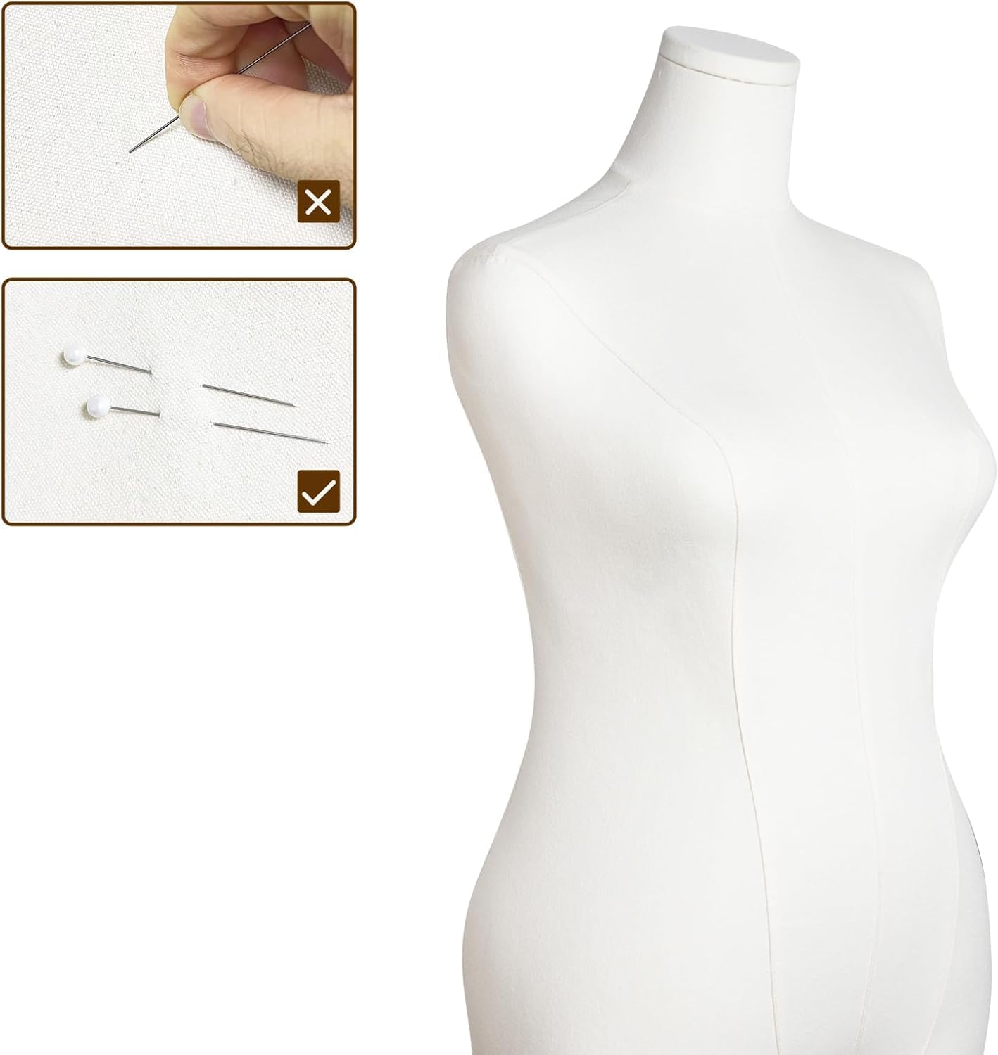 Female Mannequin Torso Plus Size Women Dress Forms for Sewing Mannequin Body Sturdy​ Silver Metallic Base​ for Clothing Dress Jewelry Display Adjustable Height Size 10-12