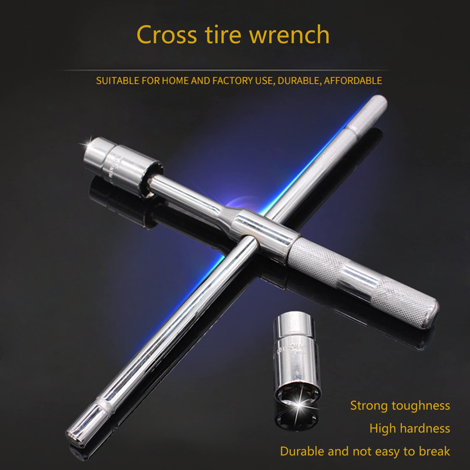 Llave de rueda para llave cruzada para soporte de rueda cruzada, herramienta de reparación de ruedas de coche para reemplazo de neumáticos de coche, 17-23 m
