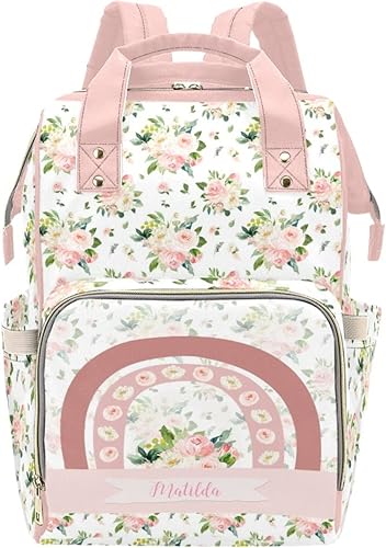 Bolsa de pañales personalizada con diseño de vaca para mujer, mochila de lactancia con nombre personalizado, bolsa de pañales para bebé, niño, niña,