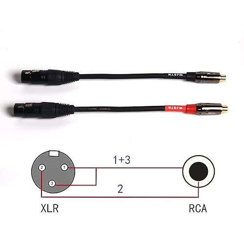 Miniatura 5 de WJSTN XLR a RCA Cable XLR macho a RCA hembra adaptador XLR macho 3 pines a RCA hembra cable de audio HiFi 2 paquetes6 pulgadas (XLR macho a RCA
