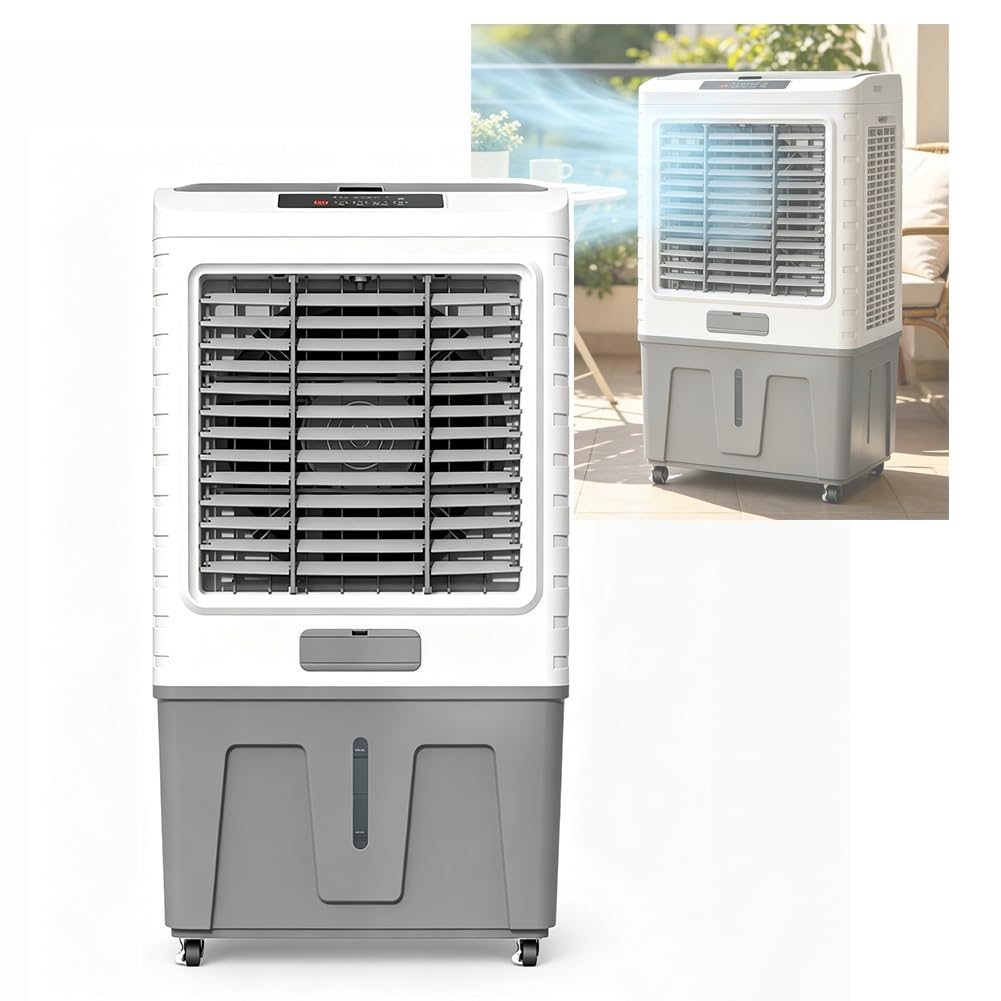 Gzhervices Gray Evaporative Air Cooler & Swamp Cooler, 4 Universal 360° Wheels