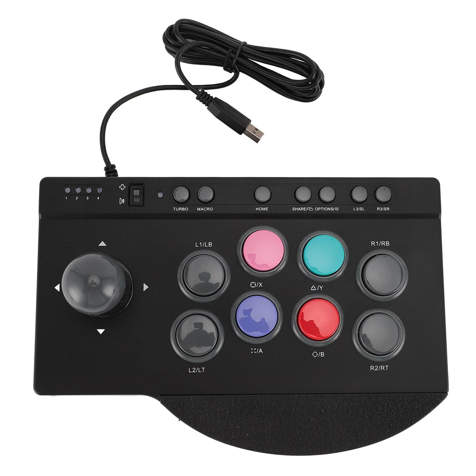 Diyeeni Joystick Arcades, Controlador Fighting Stick con Puerto USB, Funciones Turbo y Macro, Modo Dual, 8 Botones Grandes y Reposamanos de Goma, para Android TV Box, Wins 7 8 10