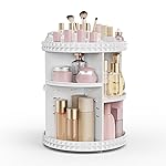 Rosoenvi Rotating Makeup Organizer, 360 Spinning Skincare Organizers, Adjustable Layer Cosmetic Storage Lazy Susan Makeup Organizers for Dresser Bathroom, Medium, White