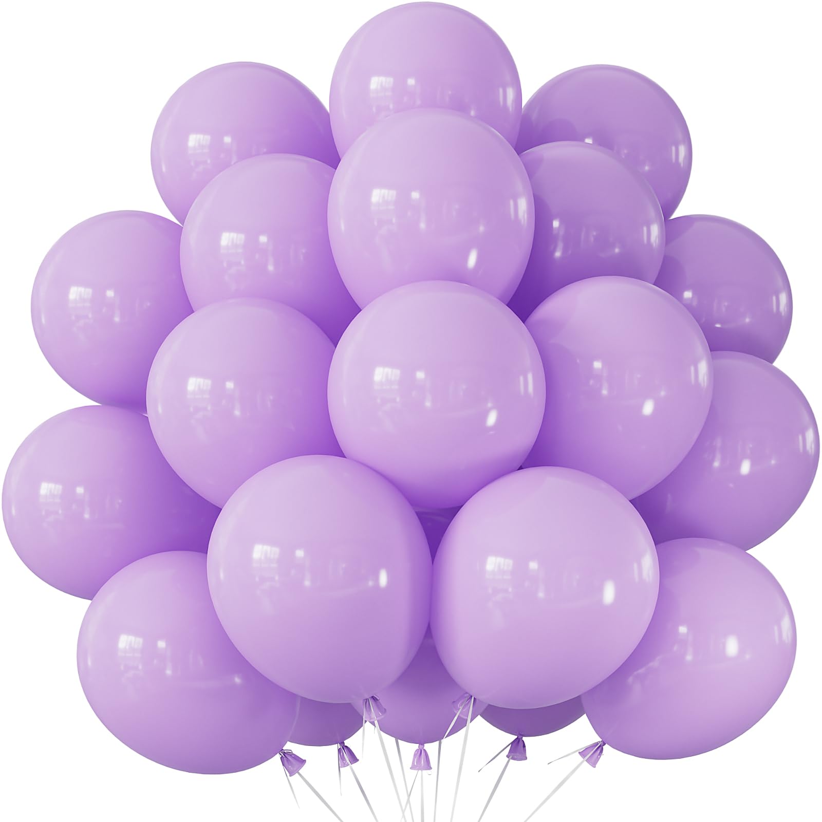 Adeyoo Lilac Balloons - 50Pcs Purple Balloons, 12 Inch Round Pastel Purple Balloon Bright Latex Party Balloon with Ribbons for Morhers Day Birthday Baby Shower Wedding Party Decorations