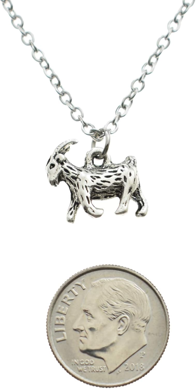 Goat Necklace in Silver Toned Metal | 16 Inch Stainless Steel Cable Chain | Farm Animals | Animal Lover | Goat Farmer | Farm Girls - Image 2