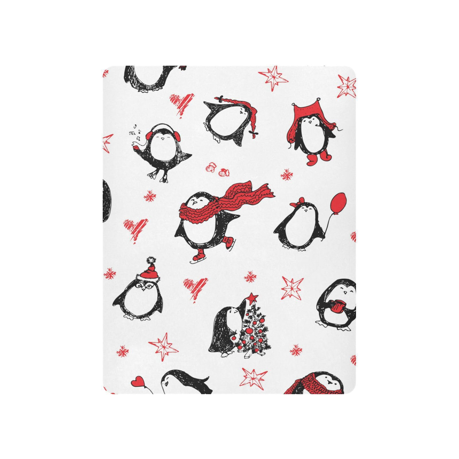 Moudou Christmas Penguin Playard Sheet for Boy Girls, Soft Breathable Fitted Toddler Sheet for Standard Playard Bed Mattress, 39 x 27 x 5 Inch