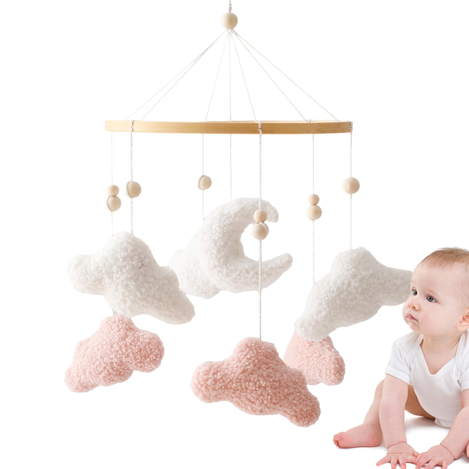 Kids Mobile for Bassinet Cloud Plush Toys Nursery Decor