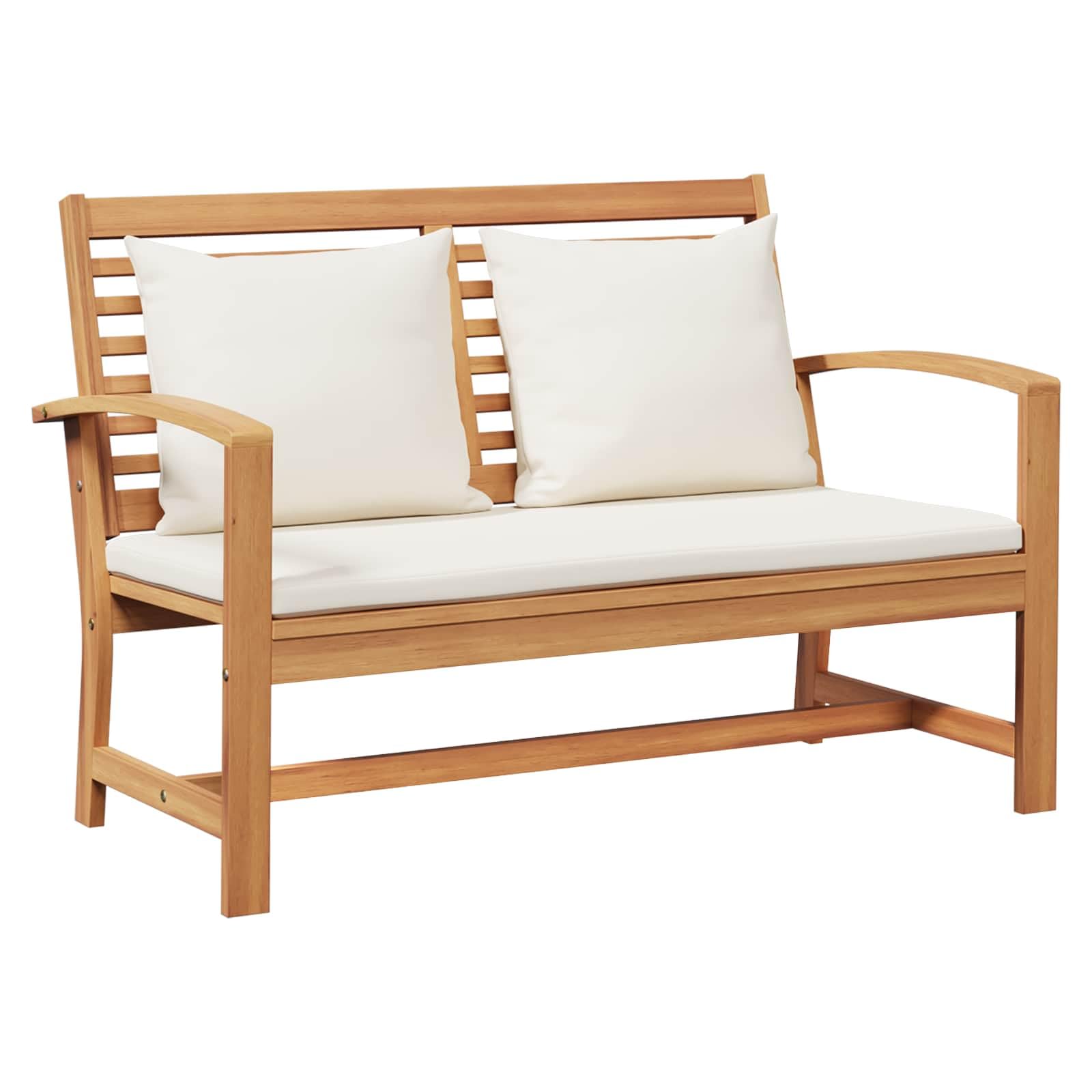 Ensemble de Jardin 5 Pièces en Bois de Teck Massif, Salon de Jardin Naturel avec 4 Fauteuils et 1 Table Basse pour Terrasse et Balcon, Design Moderne et Confortable