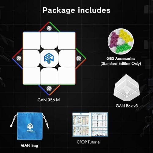 Miniatura 10 de GAN - Cubo de velocidad de 356 M cubo mágico magnético de 3 x 3 versión Lite 3 x 3 Gans 356 M juguete de regalo para niños adultos ligero sin plumas