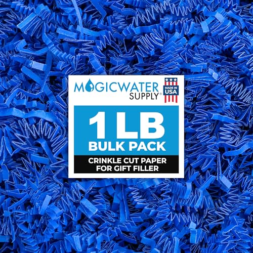 MagicWater Supply Crinkle Cut Paper Shred Filler-1LB Sky Blue-Decorative & Protective Packaging for Bridesmaid Gifts & Bridesmaid Proposal Gifts Holiday Stuffers Birthdays Wedding & Anniversaries