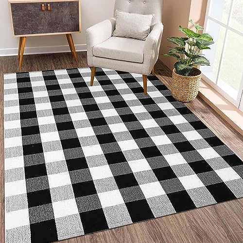 Tapete Buffalo Plaid 4'x6' en Blanco y Negro miniatura 6