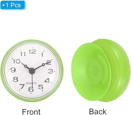 Miniatura 3 de PATIKIL Reloj de baño impermeable, mini relojes de pared redondos con ventosa para ducha, cocina, decoración del hogar, color verde