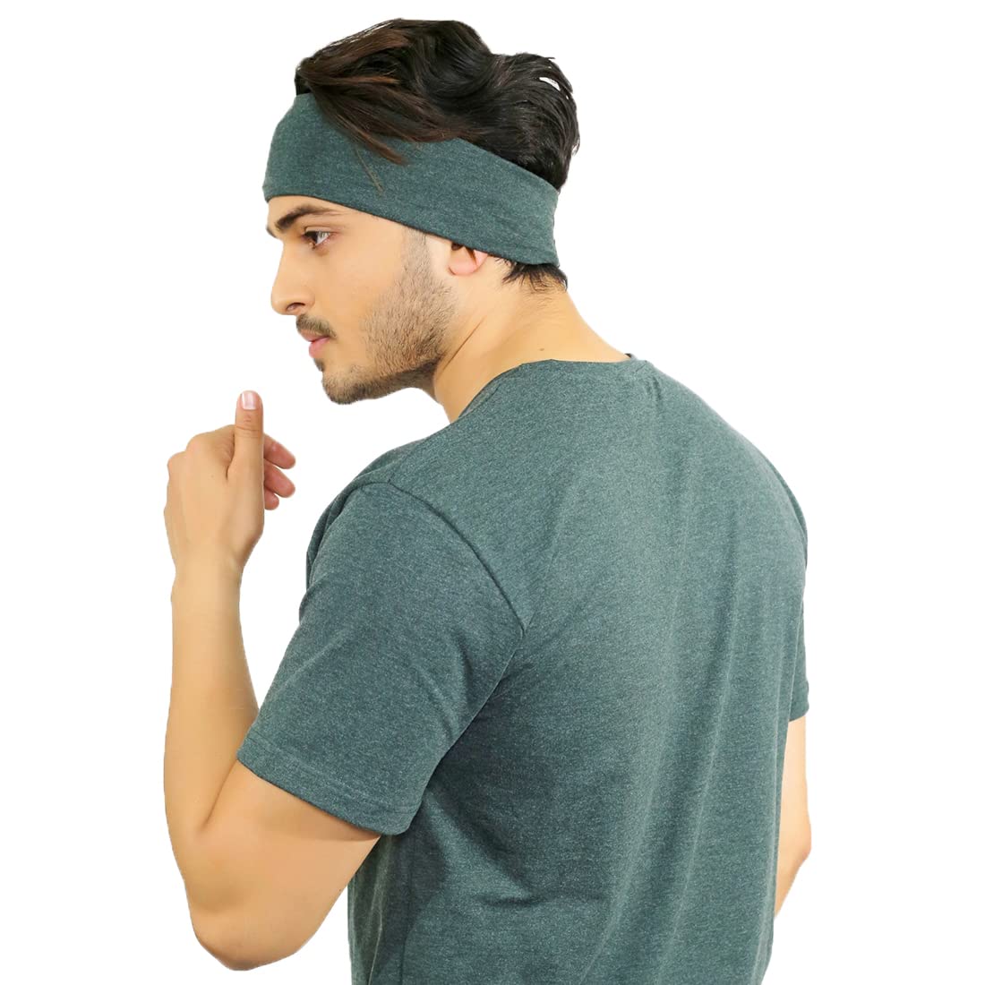 SOUL eTHICS Premium Cotton Gym, Sports, Yoga, Running, Hair, Elastic Headband for Men and Women with Non-Slip Fabric, Freesize (Bottel Green) - Image 5 thumbnail