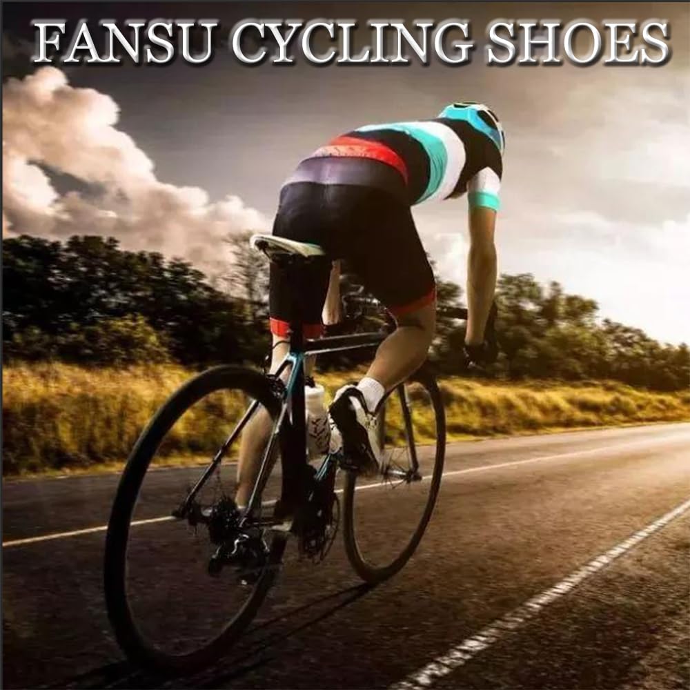 Fansu Zapatillas de Ciclismo para Hombre Mujer, Unisex MTB Zapatos Bicicleta de Carretera Cordones Giratorios Exterior Compatibles SPD & SPD-SL Zapatillas de Bicicleta con Look Lock Tabs 36-47 EU