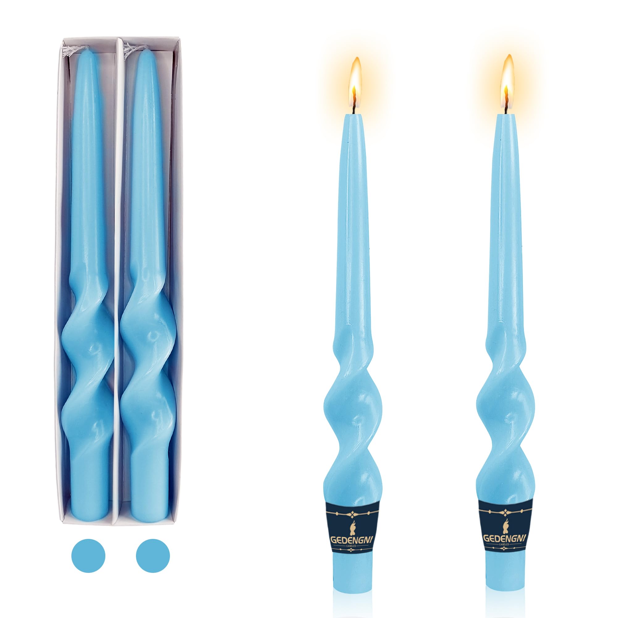 Blue Odorless Taper Candles - 7 Inch Smokeless Unscented Candlesticks For Dinner, Weddings & Holiday Decor - View #9