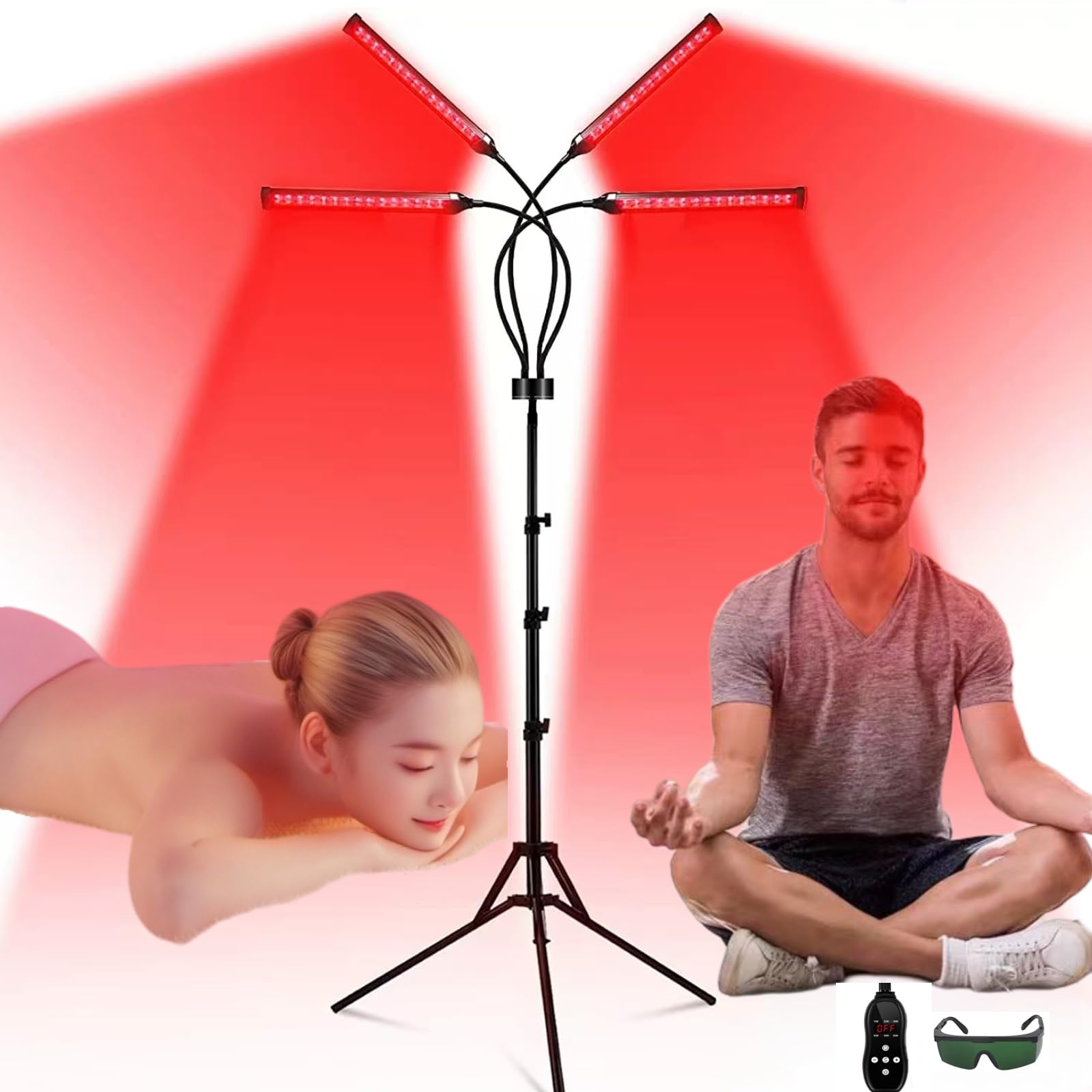 Lampa do terapii światłem czerwonym, 660 nm i 850 nm bliskiej podczerwieni panel światła czerwonego do twarzy, pleców,szyi,ramion,ciała,talii,nóg,łagodzenia bólu i przeciwstarzeniowego,420 diodami LED