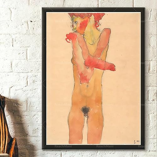 Egon Schiele - Lienzo decorativo abstracto para pared, diseño de chica desnuda, cuadros al óleo impresionistas, impresiones vintage, obras de arte