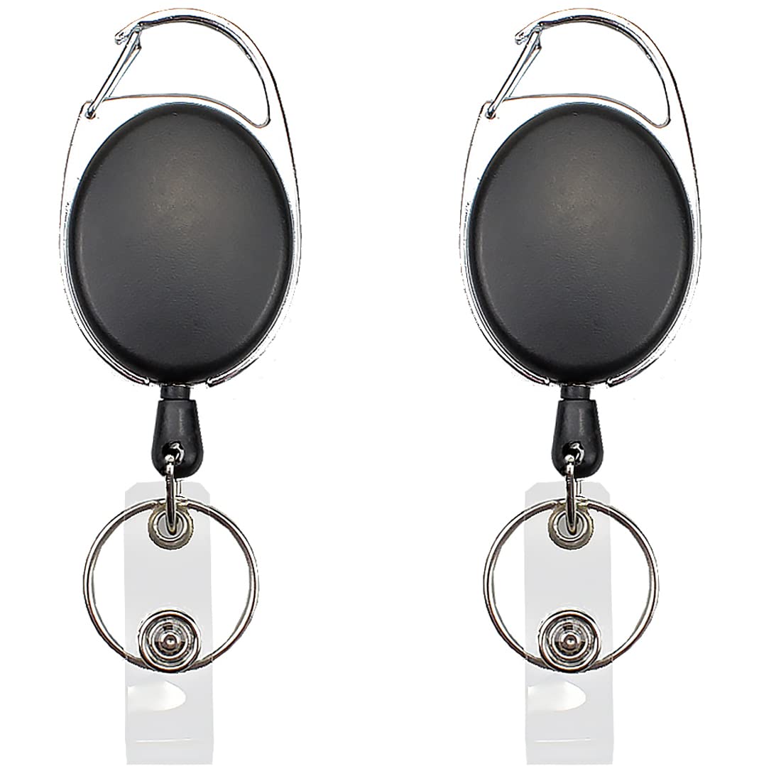 2 PCS Badge Holder Clip Retractable Reel with Key Ring for ID Card Belt Attachment