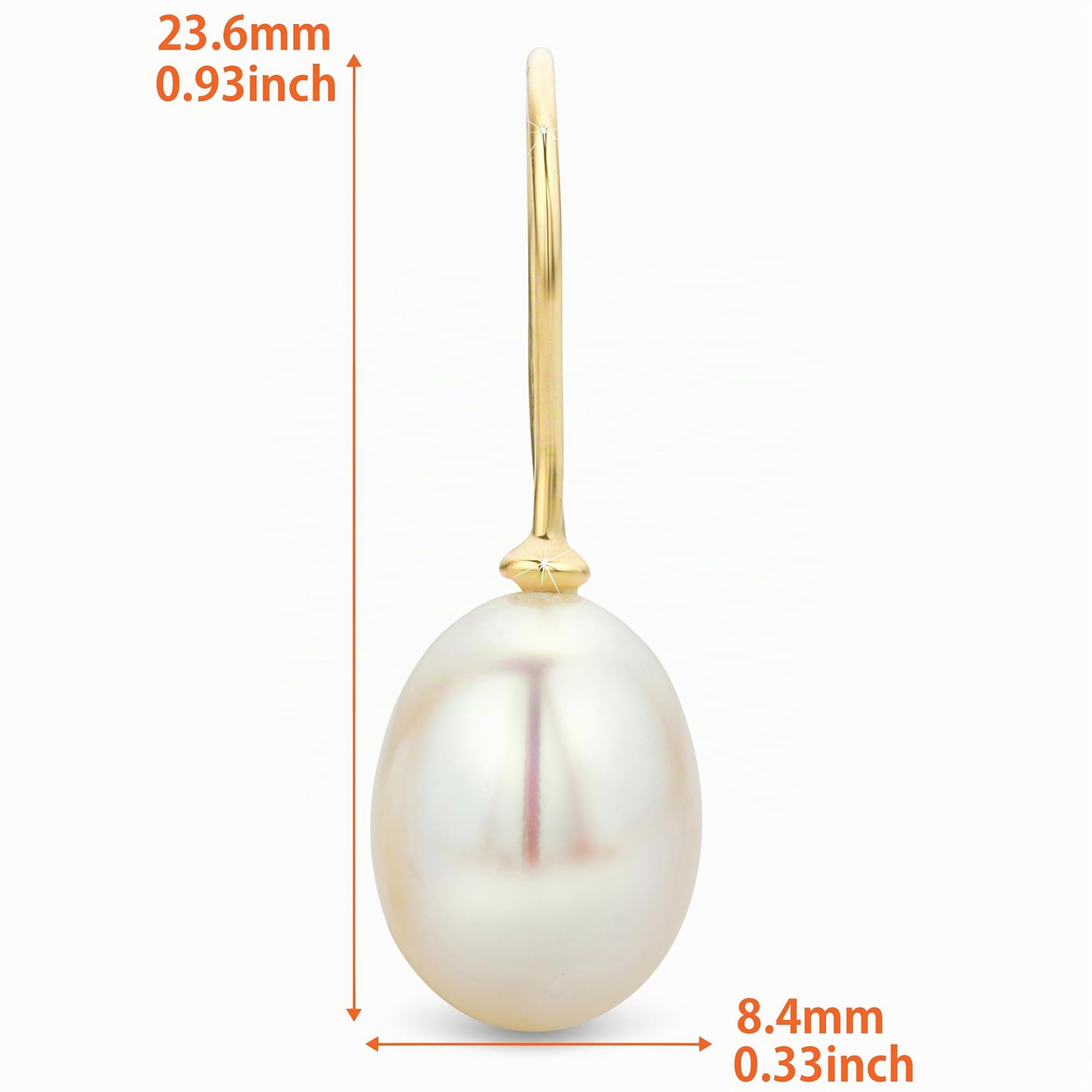 Orovi Damenschmuck, Gelbgold 14 Karat (585) Ohrringe, Süßwasserperlen, Weiß, 8-8,5 mm, Crohet Ohrhänger, Elegant, Klassisch, Perle, Gelbgold, Perle