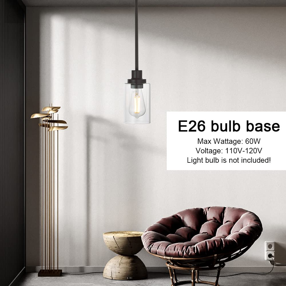 Lámpara colgante de cristal de 1 luz, estilo Edison industrial, acabado de bronce aceitado, iluminación de isla de cocina, lámpara colgante para comedor, fregadero y dormitorio 3
