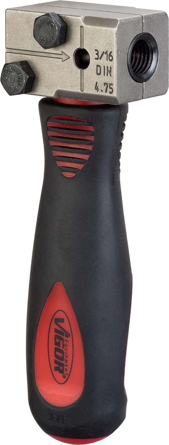 VIGOR V4416 abocardador, exclusivo para abocardar DIN, ligero y manejable, para abocardar DIN F 180grados, uso en conductos de freno o hidráulicos directamente en el vehículo