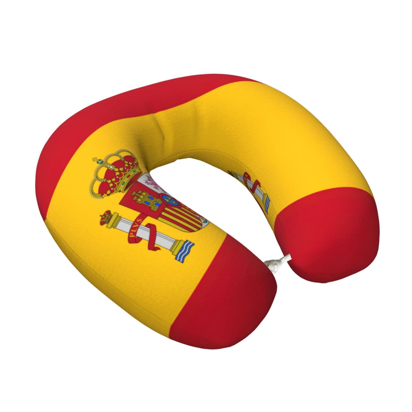 Yyoretp Spanish flag Print Travel Pillow Pure Memory Foam Neck Pillows Portable Headrest for Airplane
