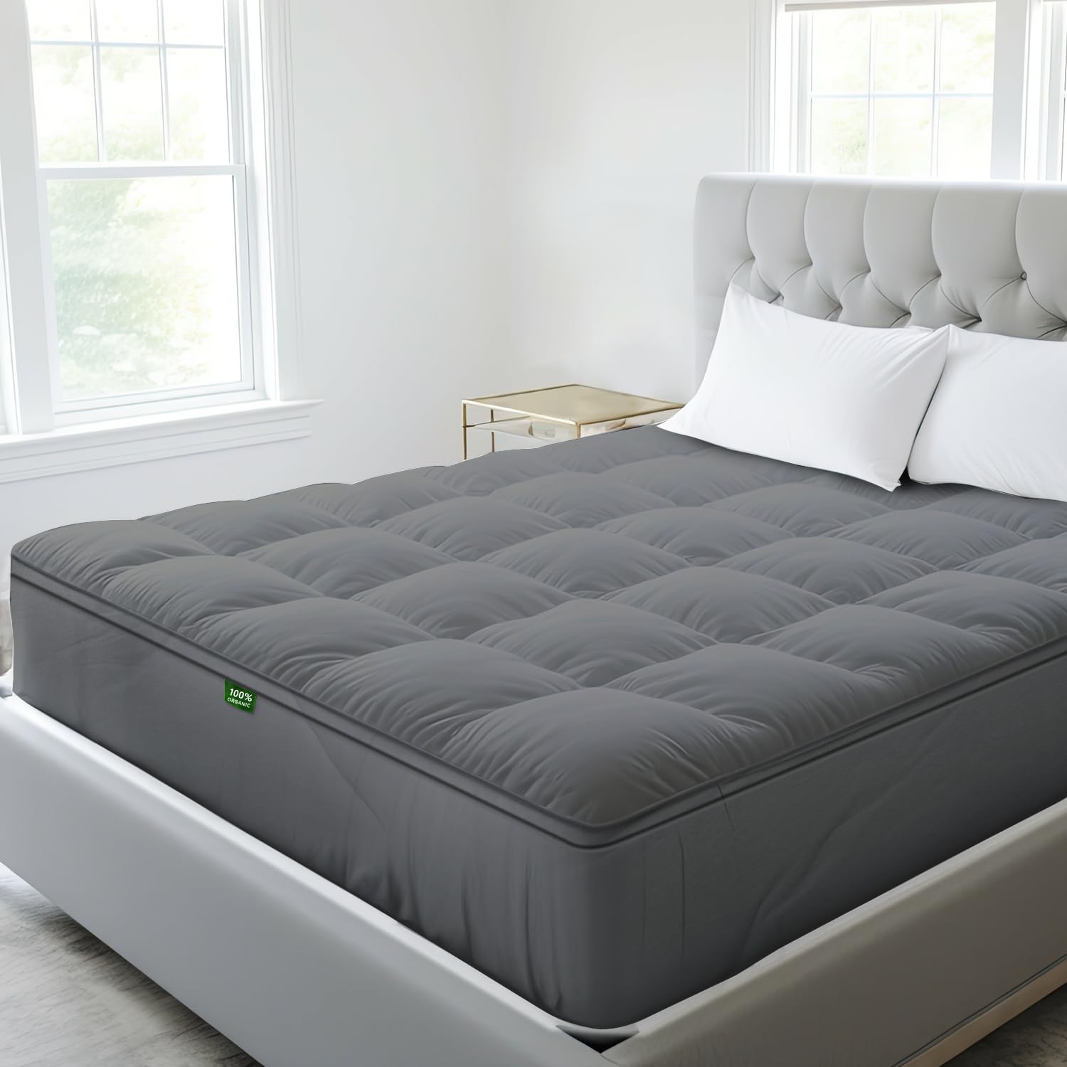 Sleep Mantra 100 Cotton Mattress Topper Queen Size - Premium Wrap-Around Cooling Topper Fits up to 20-Inch Mattress