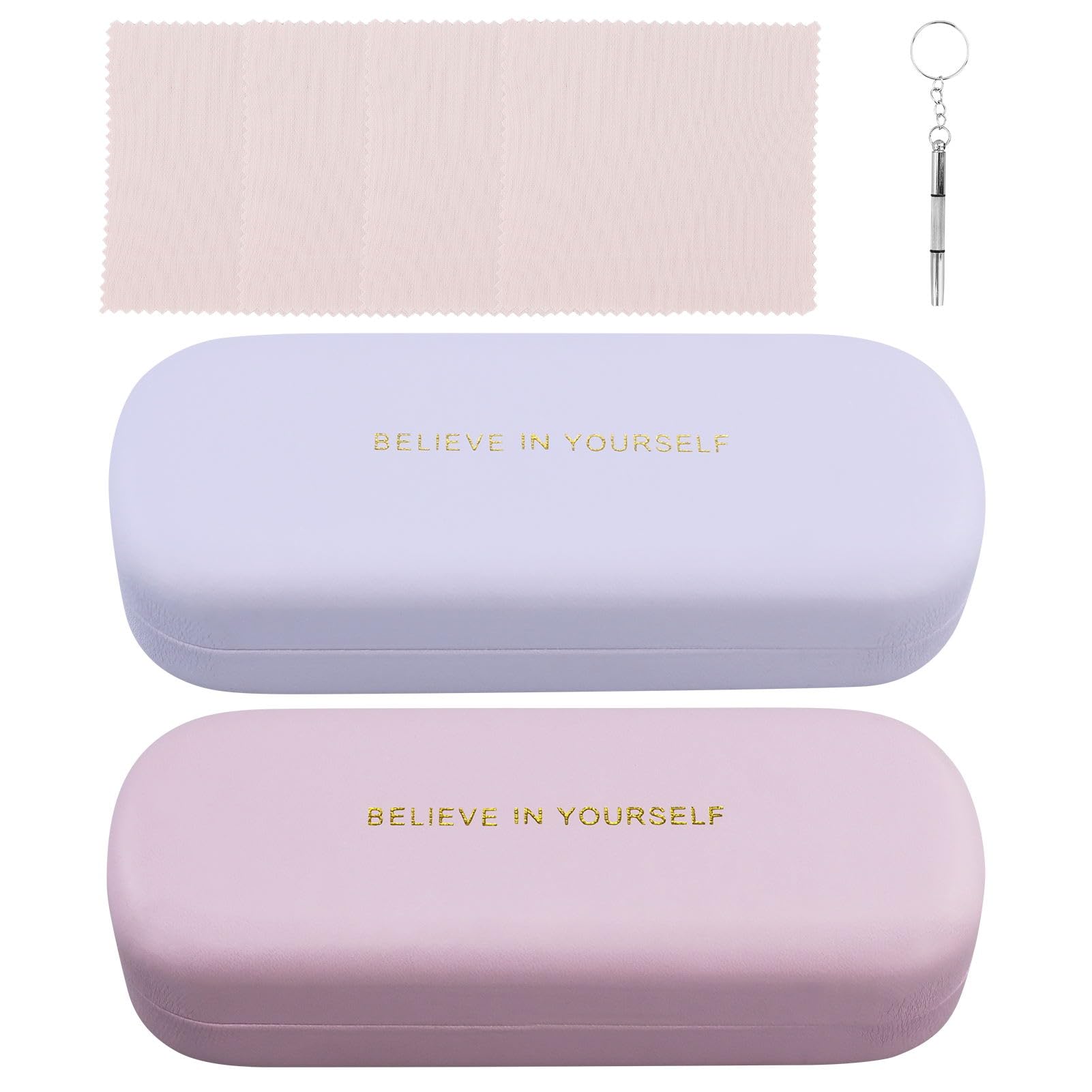 RNBEVANSANNE 2 PACK Hard Shell Glasses Case, Portable Eyeglass Case Protective Holder Glasses Stand for Glasses and Sunglasses