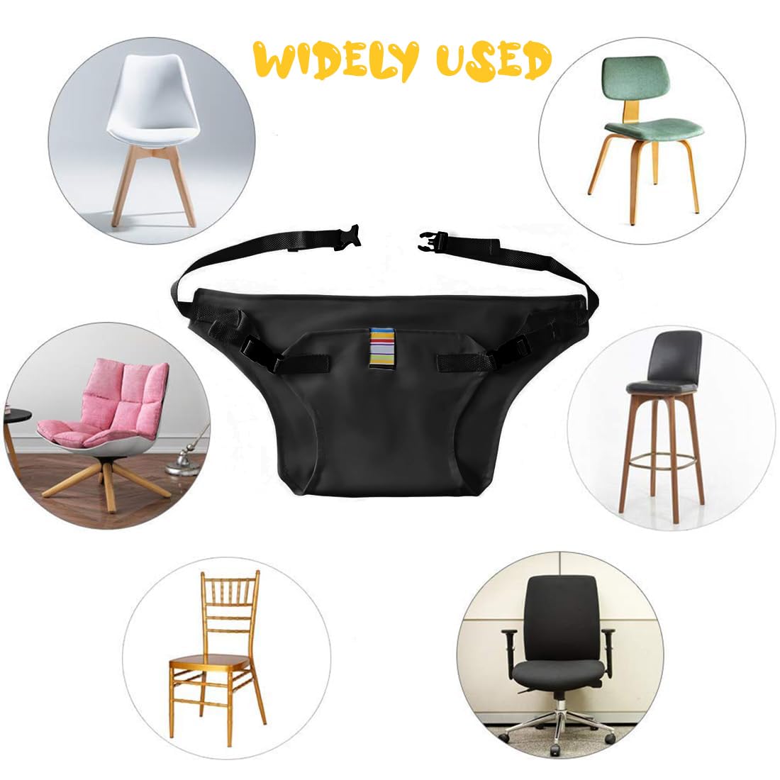 Harnais de Voyage pour Chaise Haute Portable pour Tout-petits et Bébés, Accessoires Essentiels pour Chaise Haute de Voyage Curité Bebe RéGlable Sangle Chaise,Harnais Respirant(Noir)