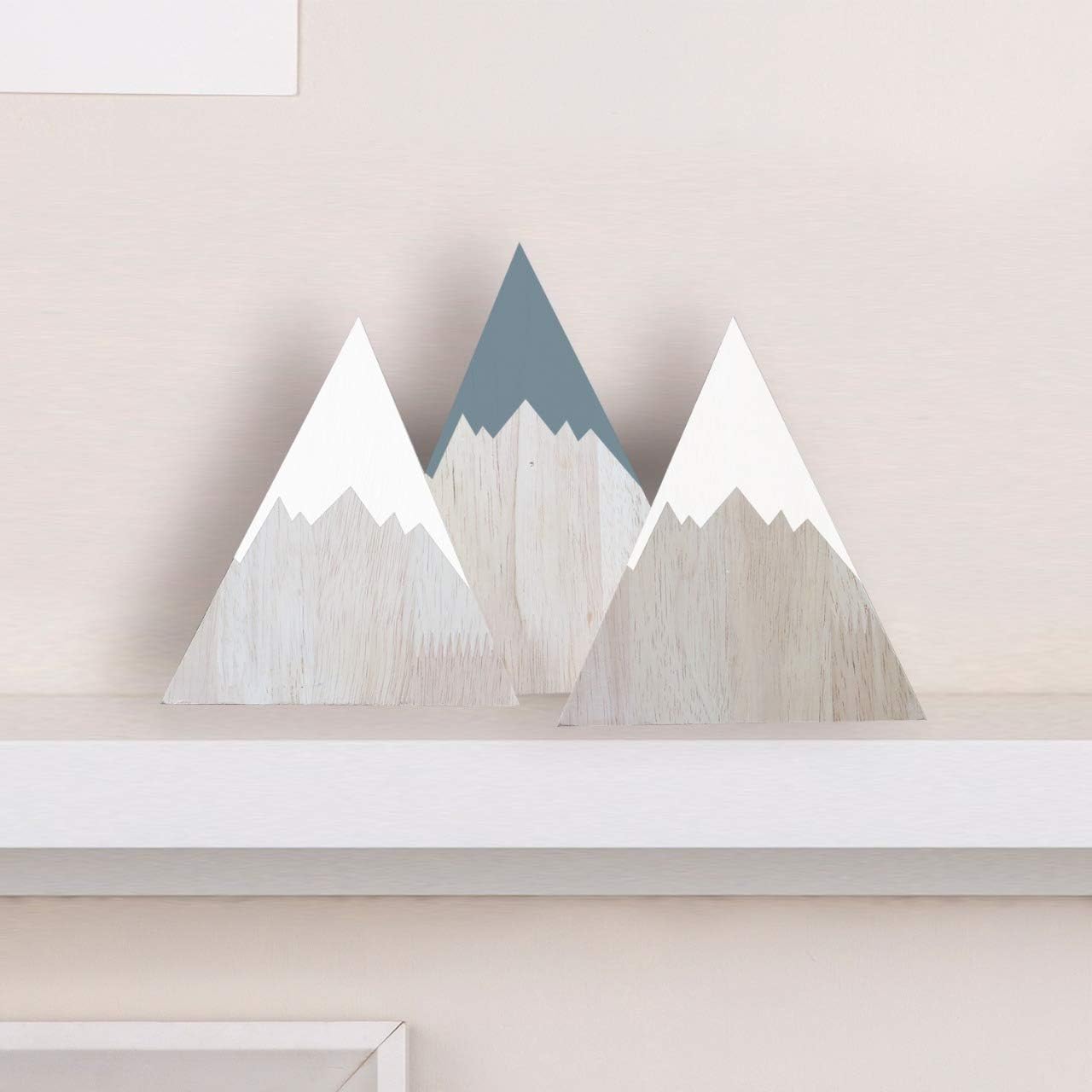Boston Creative Company Freestanding Wing Bind Wooden Mountain Triangle Shaped Mountain Blocks Rustic Wood Mountains Nursery Wall Decor Monochrome Mountain Set Farmhouse Mountain