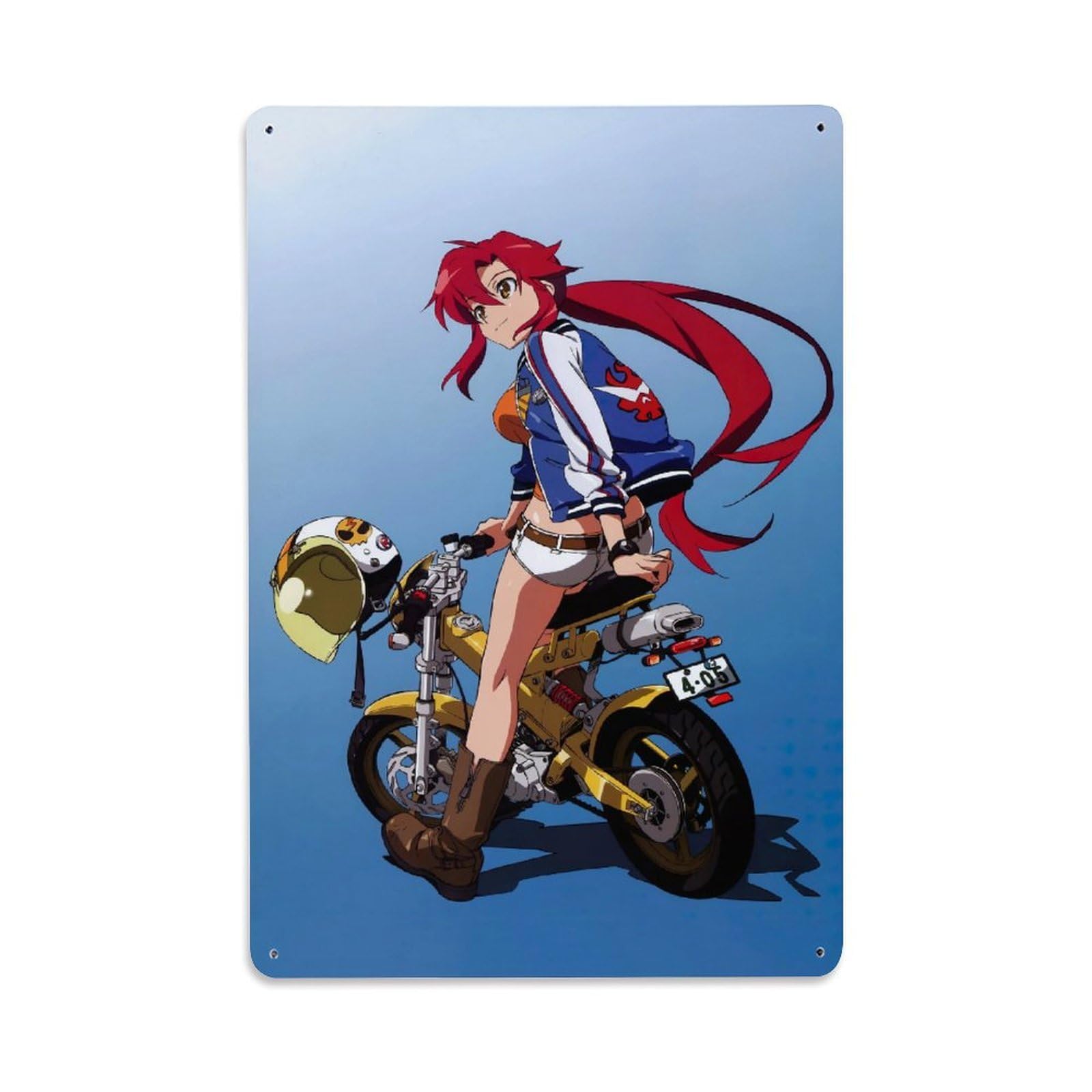 Motorcycle Cafe Anime Biker Rider Model Racer Motorsport Metal Tin Sign Plaque Wall Decor for Cafe, Man Cave, Club Bar, Office, Home Garden Round Metal Poster 8x12Inch