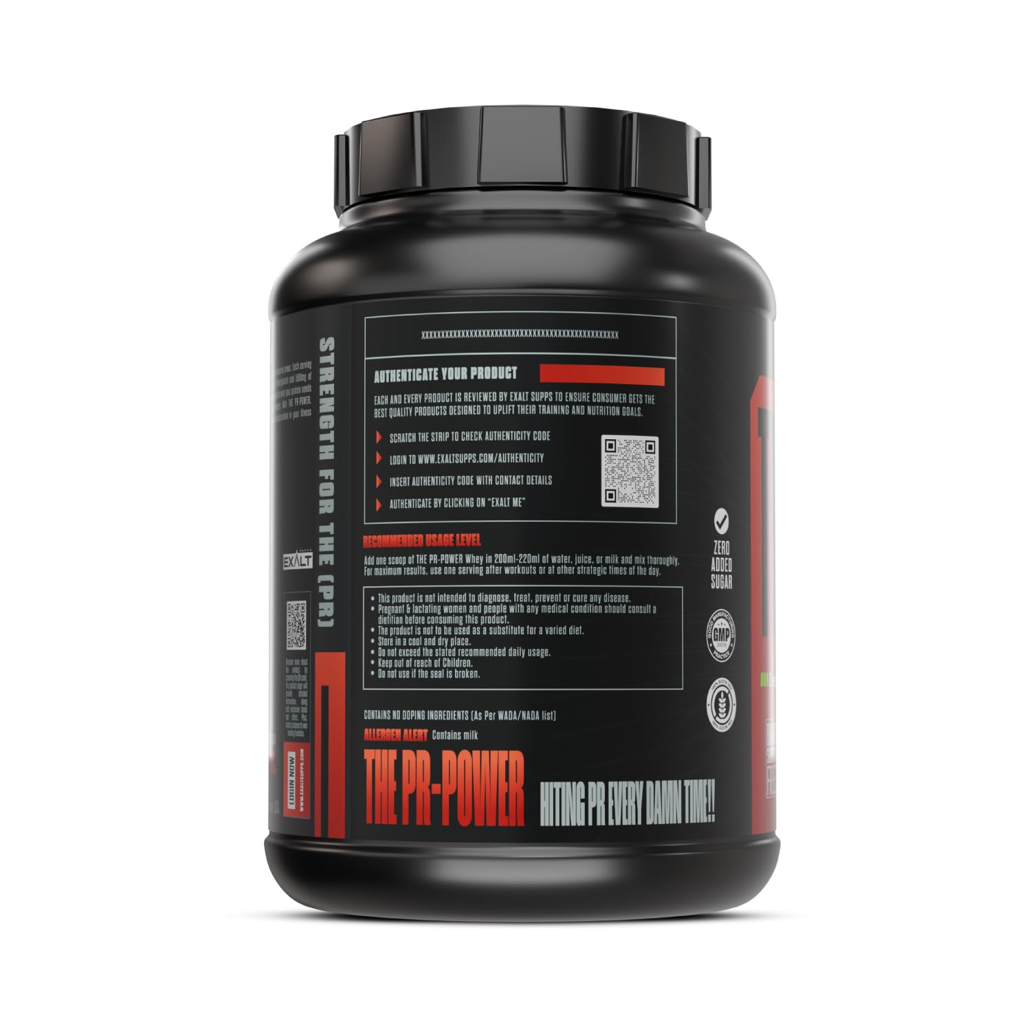 The PR- Power Whey Protein + Strength Matrix | 2.27 Kg | 63 Servings | 24g Protein | 3.5g Strength Matrix | Zero Added Sugar | Extreme Power (Chocolate) — Amazon image 4