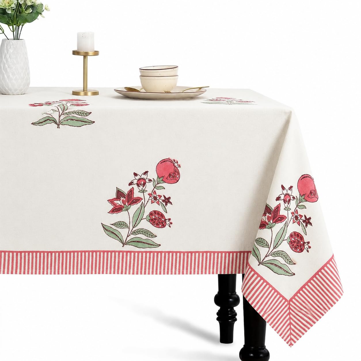 Nappe rectangulaire coton mélangé anti-pli imprimée main grand format