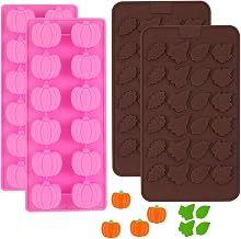 4PCS Halloween Silicone Baking Molds, Non-stick Mini Pumpkin Candy Mold Thanksgiving Leaf Shaped Chocolate Molds for Making Halloween Chocolates, Gummy, Ice Cube, Jelly, Muffin, Cake Decorations