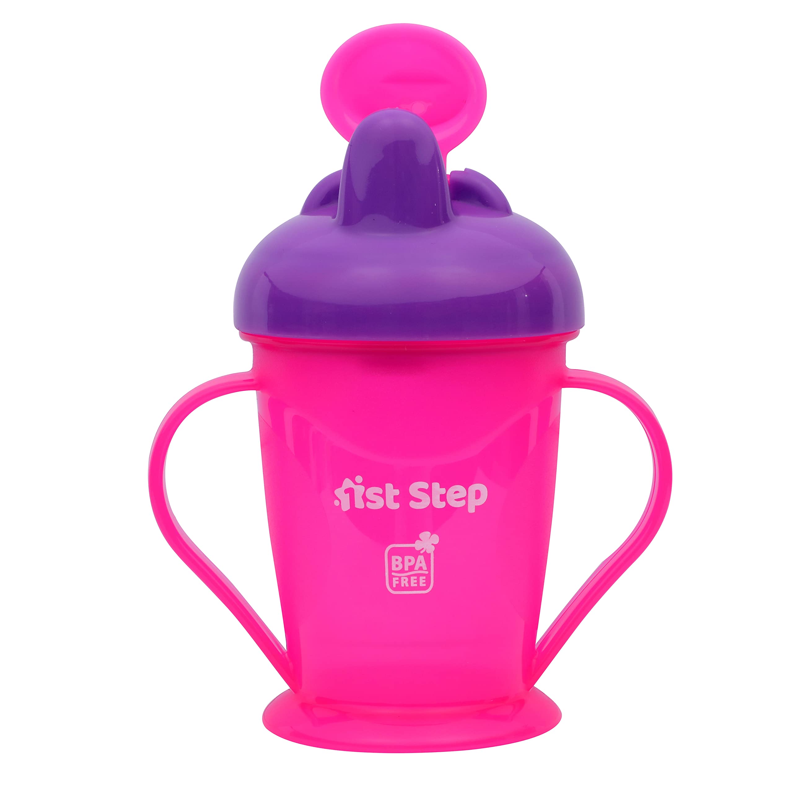 1ST STEP 180ml BPA Free Polypropylene Hard Spout Baby Sipper/Sippy Cup with Twin Handles for Easy Grip (Pink)-image-44