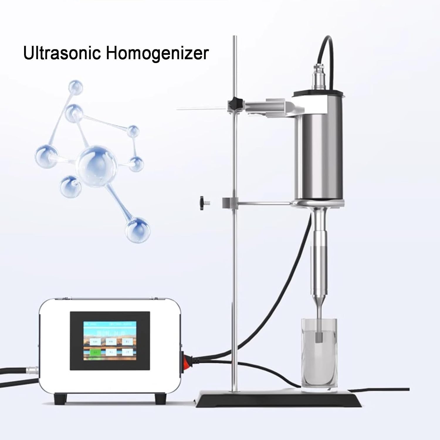 Ultraschall-Homogenisator, Sonicator-Prozessor für Labor, 2000 ml Probenvolumen, einstellbares Timing, inklusive 8 mm Titansonde und Halterung für effiziente Zellstörung