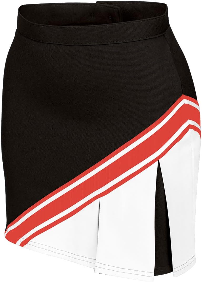 chassé Cheerleading Uniform Skirt for Girls - Blaze Boost, Fitted Asymmetrical Pleat Cheerleader Outfit