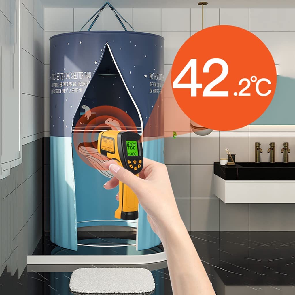 Duschvorhang Rund Runder Polyester Hängender Wärmedämmungs-doppelter Reißverschluss Duschvorhang, Runder Verdickter Wasserdichter Badezimmer Duschvorhang(Pink,100X200CM)
