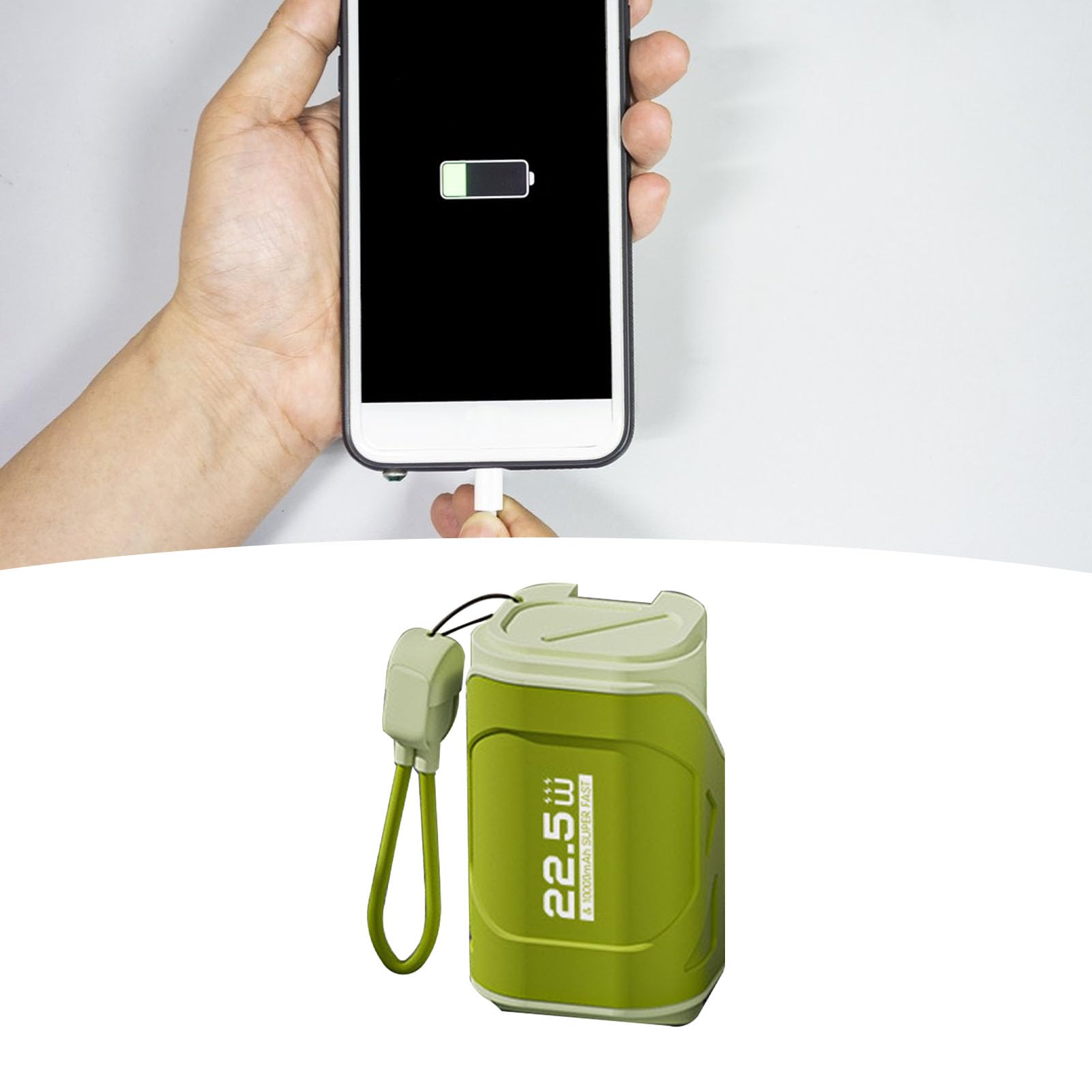 Power Bank da 10000 mAh con presa a muro e cavo CA 22,5 W Portatile da viaggio compatto e veloce per Pacco batteria esterno grigio siderale Pacco batteria USB C per (Verde Oliva)