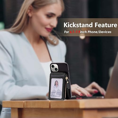 Miniatura 3 de M-Plateau Cartera pequeña para mujer, de gran capacidad, con ventana de identificación, cartera para teléfono con tarjetero adhesivo 3M para funda