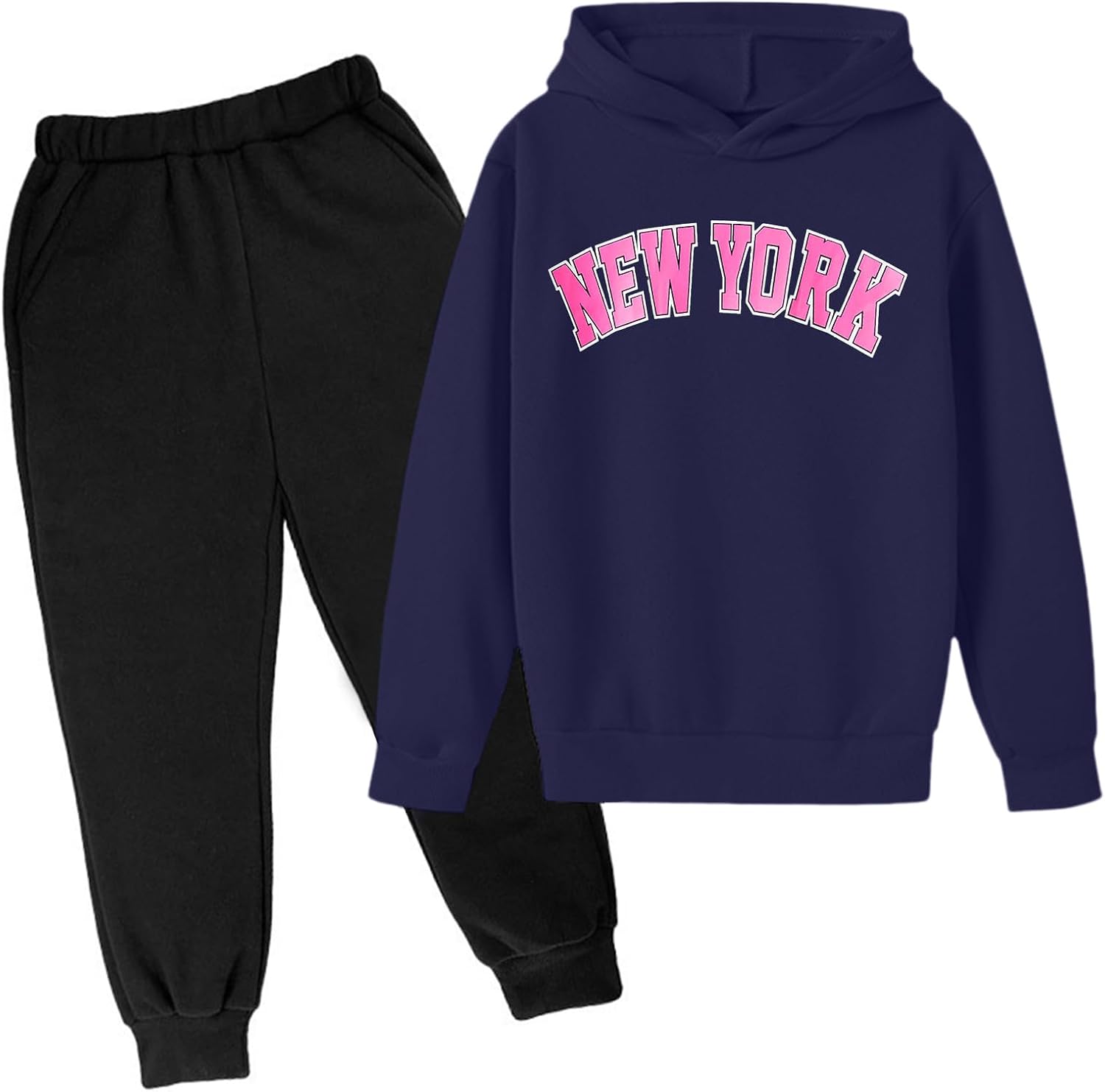 Winter Outfit for Big Kid Baby Gift Bundles Kids Letter Print Hoodie And Sweatpants Set For Unisex York(Navy, 10-12 Years) Winter Outfit for Big Kid Baby Gift Bundles Kids Letter Print Hoodie And Sweatpants Set For Unisex York(Navy, 10-12 Years)