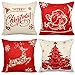 Christmas Pillow Covers LUDILO 4 Packs 18 x 18 Inches Christmas Decor Throw Pillow Case Covers Home Decor Sofa Cover Cushion Christmas Decorative Pillowcase Indoor Decor for Christmas Party Supplies