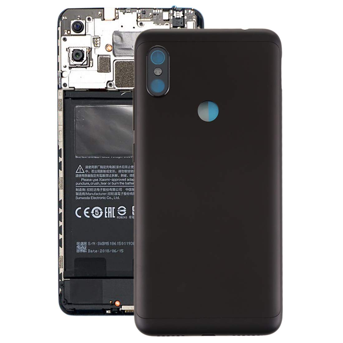 Boîtier Xiaomi Redmi Note 6 Pro noir et cache batterie de rechange complet