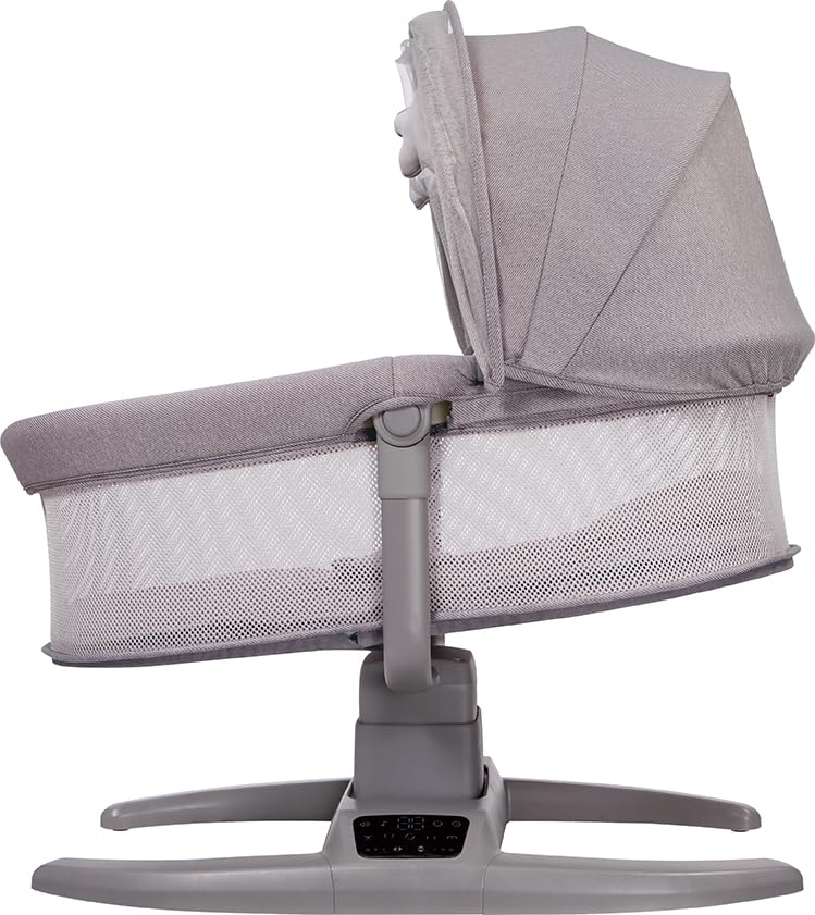 Side view of Mastela Swing H Multi-Motion Baby Cradle with canopy
