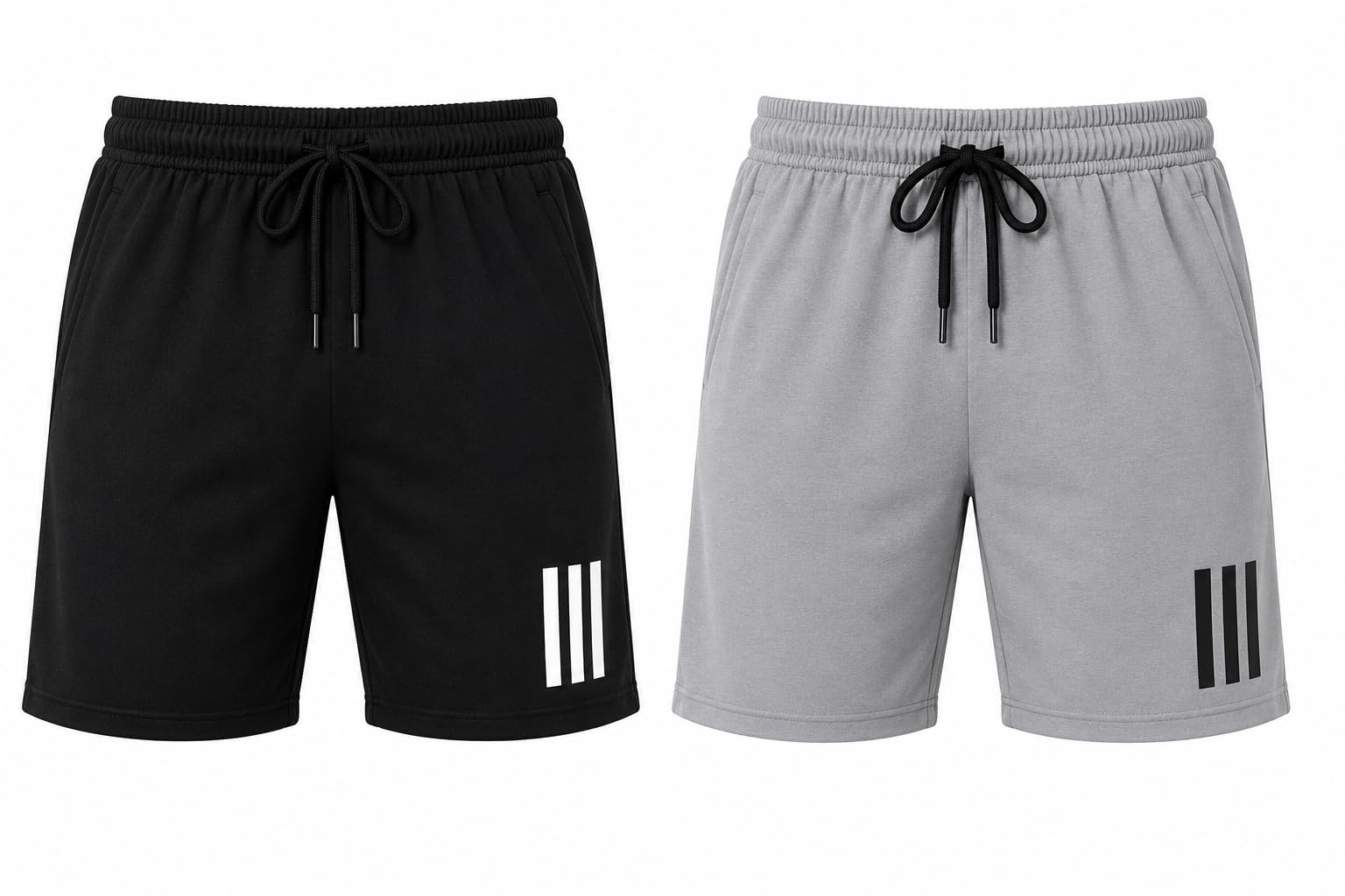 Men's Athletic Shorts with Drawstring, Pack of 2, Black & Grey-picture-16