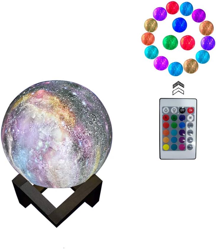 3D Moon Lamp Light, Night Light 16 Colors 3D Galaxy LED Lamp Remote & Touch Control USB Rechargeable, Room Décor for Birthday Party Kids Baby Gifts(3.2inch)