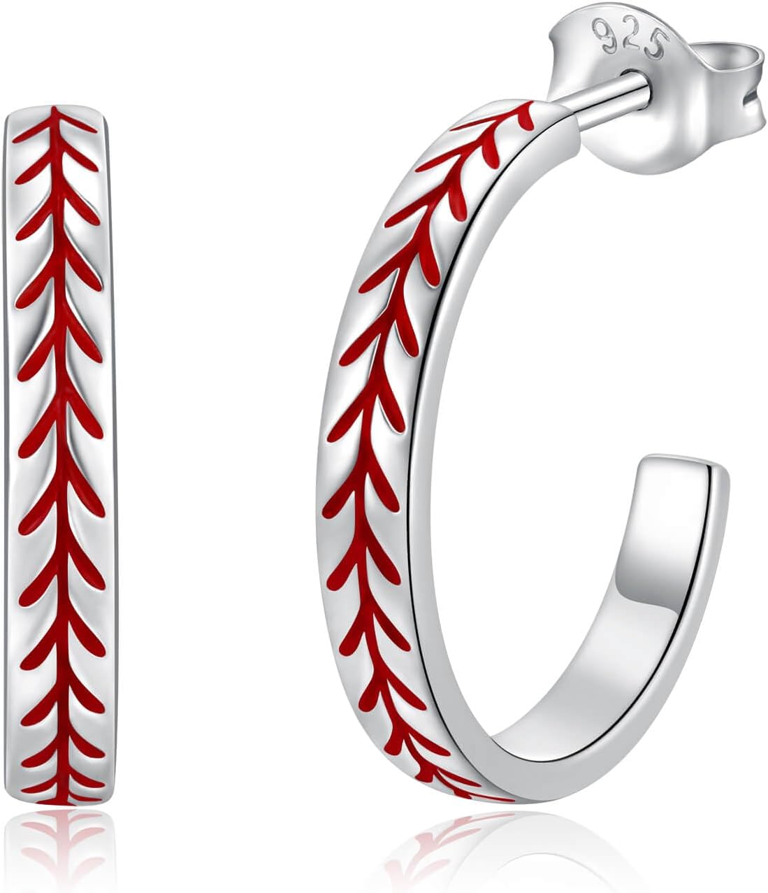 Sterling Silver Baseball Earrings Sports 925 Baseball Hoop Earrings Jewelry Gifts for Women Ball Player Team Lovers