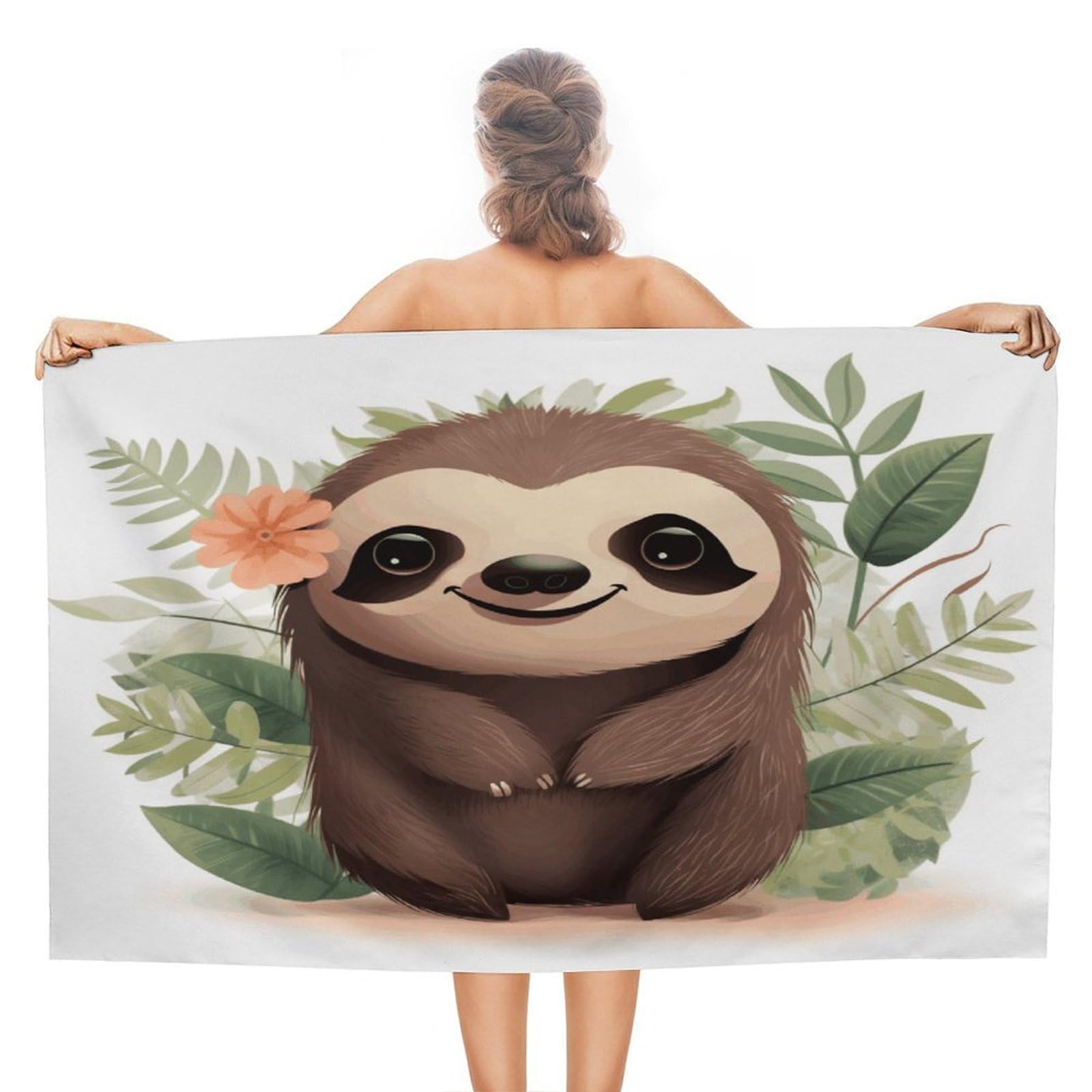 VstaDank Cute Cartoon Sloth Beach Towels Super Absorbent Soft Lightweight Towel Large Stylish Swim Pool Towels Quick-Dry Oversize Bath Towel Travel Blankets for Adult Vacation&Gift