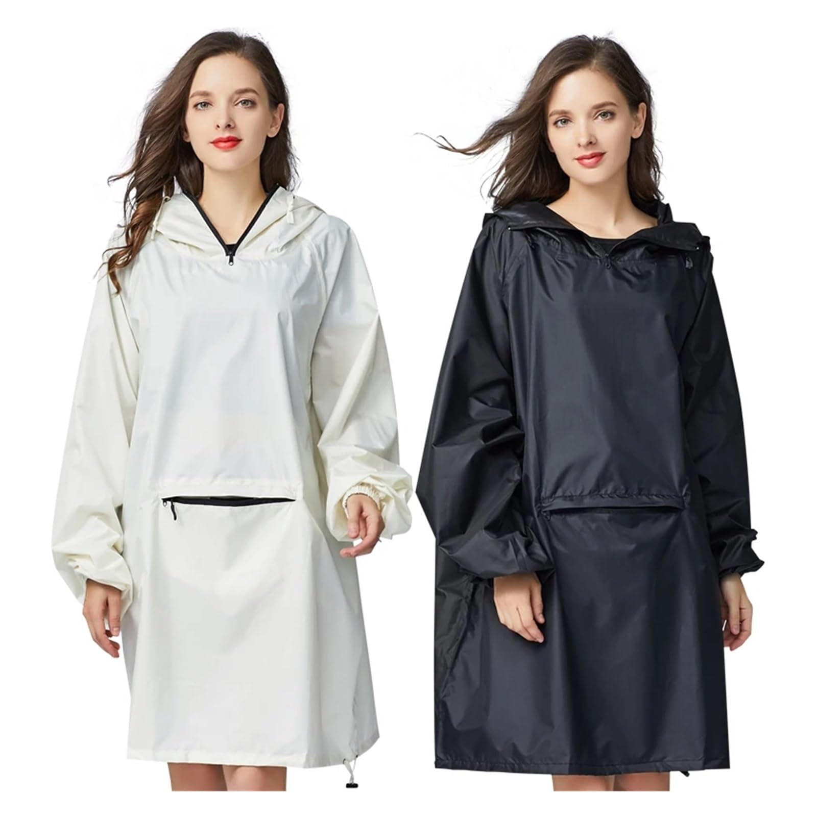 Mantellina Pioggia Adulto Poncho impermeabile elegante da donna con cappuccio e maniche